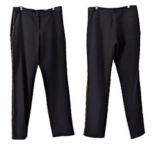 Black Club Monaco Work Dress Pants Gold Piping Size 8 Medium